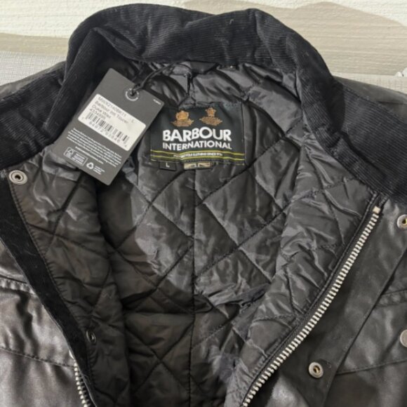Barbour Tourer DUKE Waxed Motorcycle Style Jacket in Black MSRP$485 British Lux - Picture 6 of 16